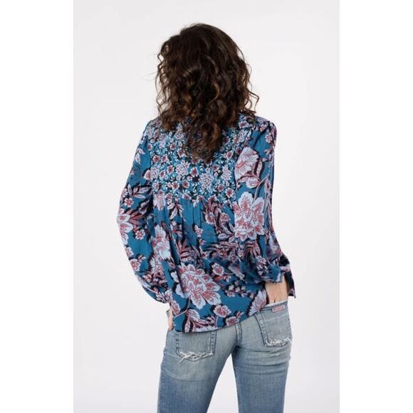 Band of the Free Saphire Floral Print Top - L - Picture 5 of 5